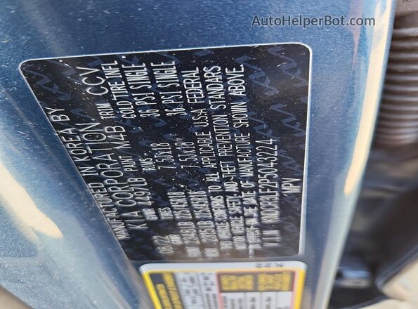 KNDCR3LF2P5043224 2023 KIA NIRO Blue VIN կոդի պիտակի տեսք