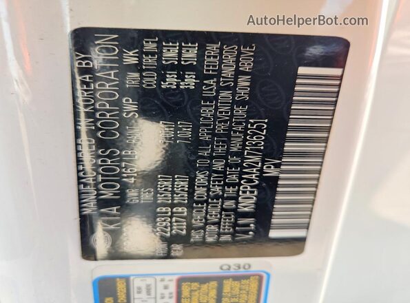 KNDEPCAA2M7136251 2021 KIA SELTOS White Widok wnętrza 360 stopni