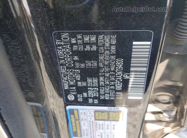 KNDEPCAA2M7194800 2021 KIA SELTOS Black VIN կոդի պիտակի տեսք