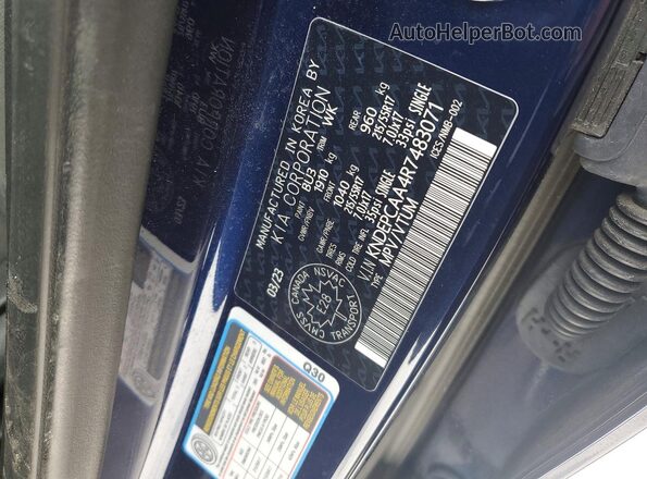 KNDEPCAA4R7483071 2024 KIA SELTOS Blue VIN կոդի պիտակի տեսք