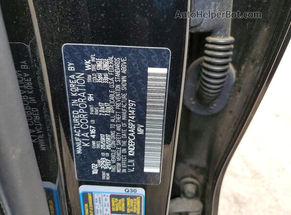 KNDEPCAA6P7414797 2023 KIA SELTOS Black VIN კოდის სტიკერის ხედი