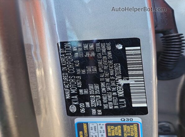 KNDERCAA7M7103823 2021 KIA SELTOS Silver VIN կոդի պիտակի տեսք