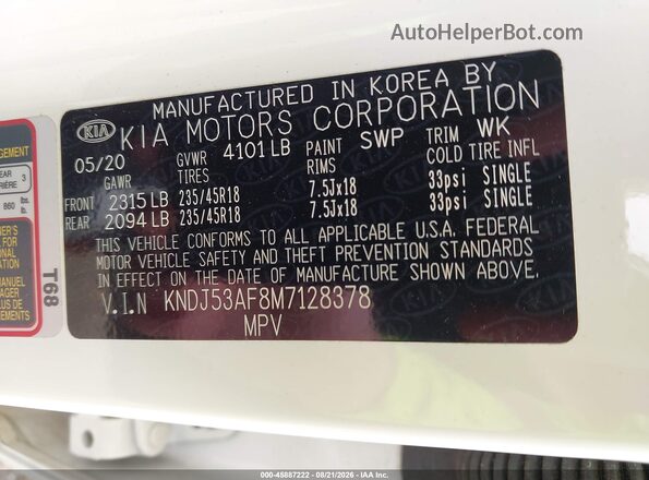 KNDJ53AF8M7128378 2021 KIA SOUL White Вид підкапотного простору