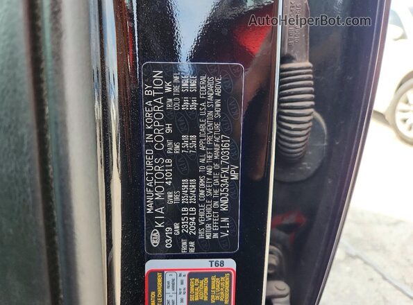 KNDJ53AFXL7031617 2020 KIA SOUL Black Вид наклейки з VIN-кодом