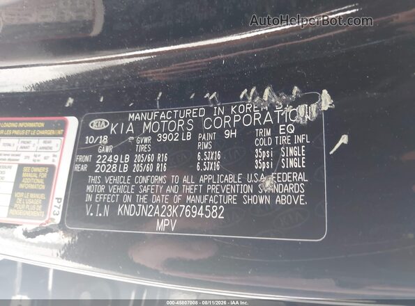 KNDJN2A23K7694582 2019 KIA SOUL Black Engine compartment view