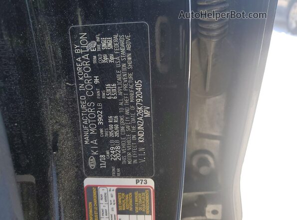 KNDJN2A26K7920405 2019 KIA SOUL Black Вид наклейки з VIN-кодом