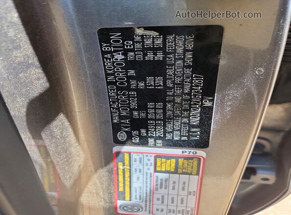 KNDJN2A2XG7342817 2016 KIA SOUL Charcoal ძრავის განყოფილების ხედი