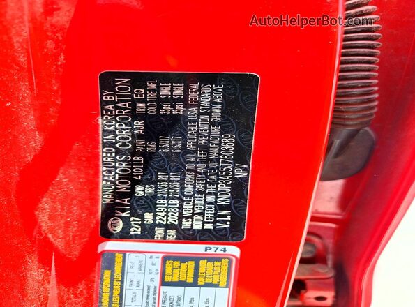KNDJP3A55J7603689 2018 KIA SOUL Red Widok wnętrza 360 stopni