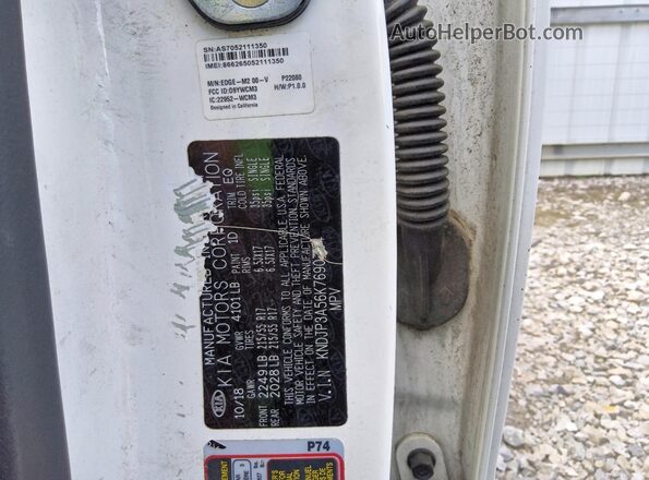 KNDJP3A56K7690794 2019 KIA SOUL White VIN կոդի պիտակի տեսք