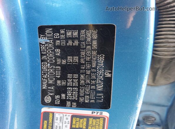 KNDJP3A59G7344665 2016 KIA SOUL Blue VIN կոդի պիտակի տեսք