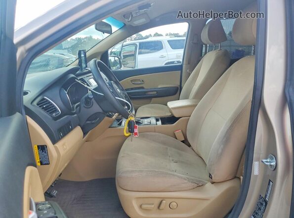 KNDMB5C12G6200463 2016 KIA SEDONA Tan წინა სალონის ხედი