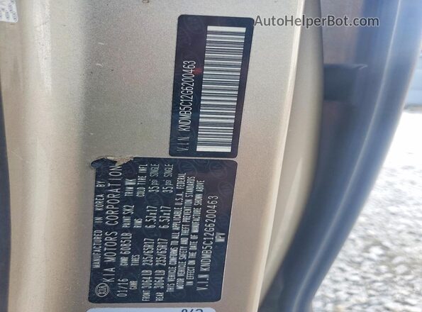 KNDMB5C12G6200463 2016 KIA SEDONA Tan VIN კოდის სტიკერის ხედი