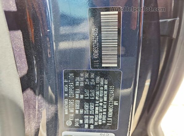 KNDMB5C12H6224635 2017 KIA SEDONA Синий Вид наклейки с VIN-кодом