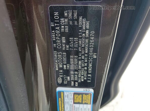 KNDMC5C16H6326470 2017 KIA SEDONA Brown VIN sticker view