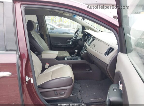 KNDME5C10H6271962 2017 KIA SEDONA Burgundy წინა სალონის ხედი