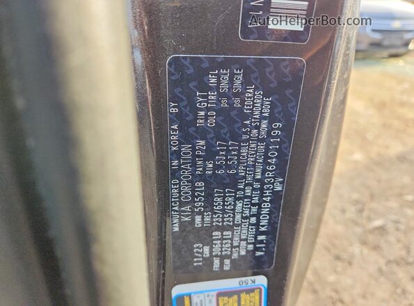 KNDNB4H33R6401199 2024 KIA CARNIVAL Charcoal VIN sticker view