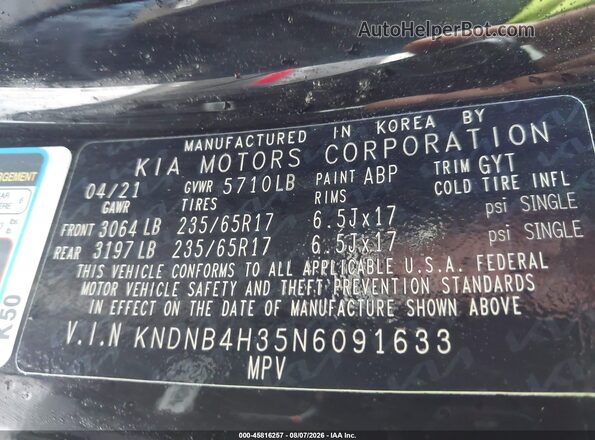 KNDNB4H35N6091633 2022 KIA CARNIVAL MPV Черный Вид подкапотного пространства