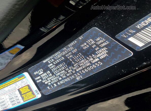 KNDNB5K34T6600655 2026 KIA CARNIVAL Black Вид підкапотного простору