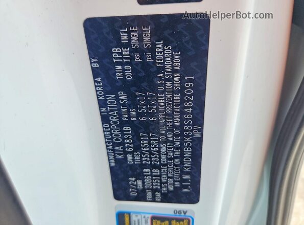 KNDNB5K38S6482091 2025 KIA CARNIVAL White VIN sticker view
