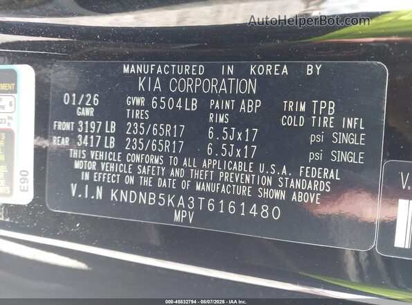 KNDNB5KA3T6161480 2026 KIA CARNIVAL MPV HYBRID Black Շարժիչի բաժամունքի տեսք