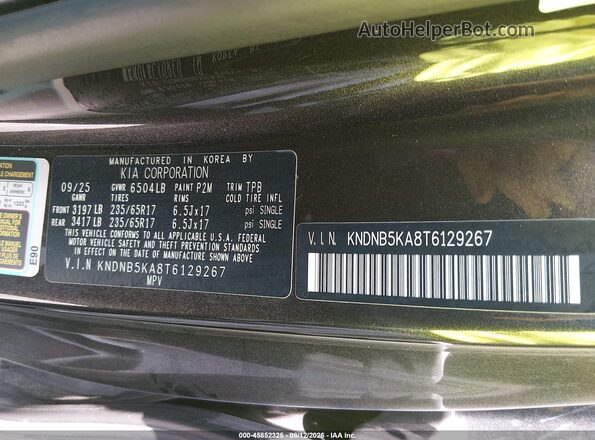 KNDNB5KA8T6129267 2026 KIA CARNIVAL MPV HYBRID Black Widok komory silnika