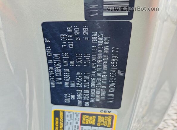 KNDNE5K34T6589177 2026 KIA CARNIVAL Silver VIN sticker view