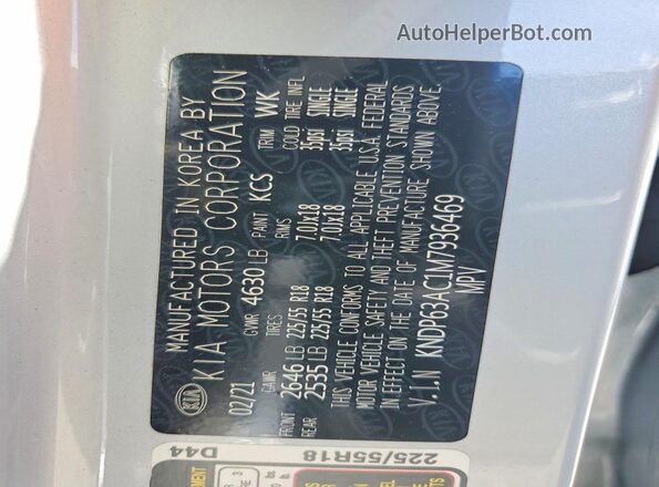 KNDP63AC1M7936469 2021 KIA SPORTAGE Silver VIN sticker view
