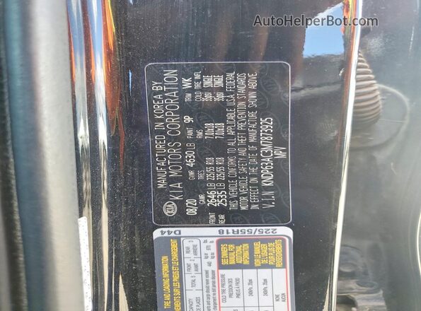 KNDP63AC3M7873925 2021 KIA SPORTAGE Black Vista de la etiqueta del VIN