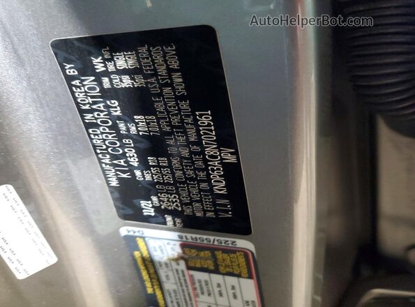 KNDP63AC8N7021961 2022 KIA SPORTAGE Silver Widok naklejki z numerem VIN