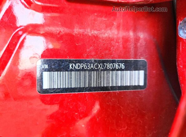 KNDP63ACXL7807676 2020 KIA SPORTAGE Красный Вид наклейки с VIN-кодом