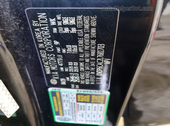 KNDP6CAC2L7681703 2020 KIA SPORTAGE Black Vista de la etiqueta del VIN