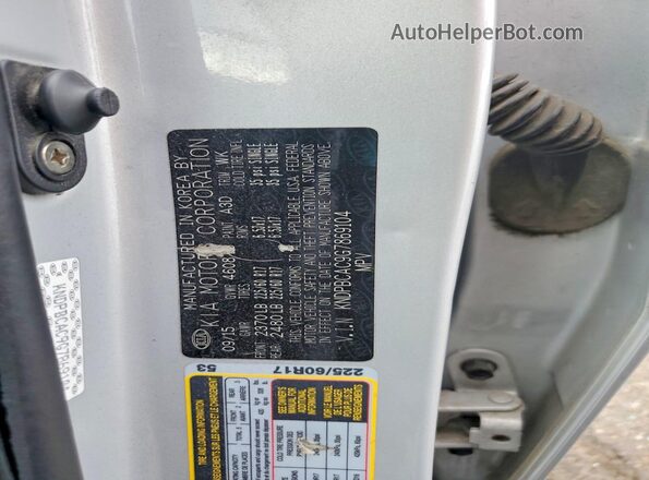 KNDPBCAC9G7869104 2016 KIA SPORTAGE Silver Vista de la etiqueta del VIN