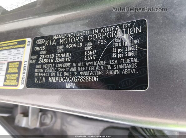KNDPBCACXG7838606 2016 KIA SPORTAGE Gray Vista del compartimento del motor