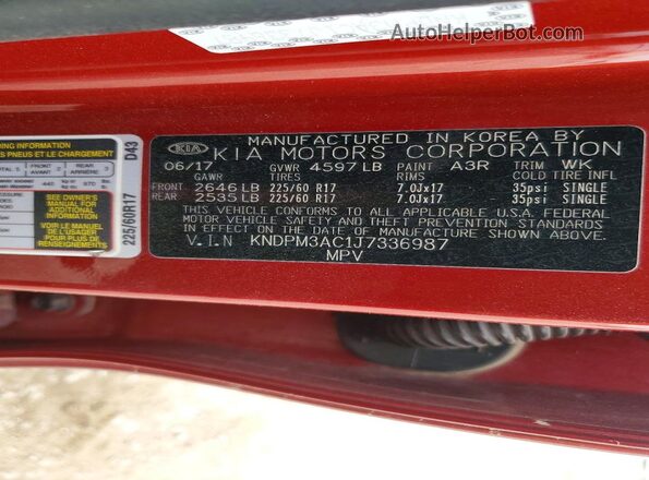 KNDPM3AC1J7336987 2018 KIA SPORTAGE Red Вид підкапотного простору