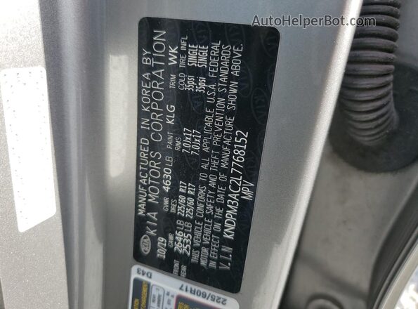 KNDPM3AC2L7768152 2020 KIA SPORTAGE Gray Vista de la etiqueta del VIN