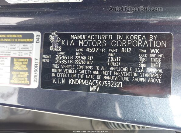KNDPM3AC5K7532321 2019 KIA SPORTAGE Black Engine compartment view