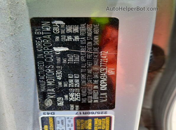 KNDPM3AC5L7721472 2020 KIA SPORTAGE Silver VIN կոդի պիտակի տեսք