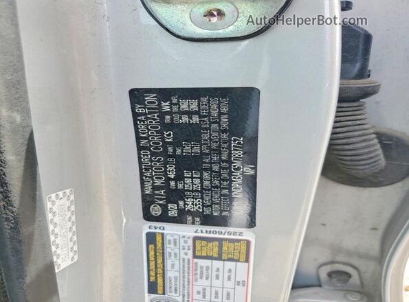 KNDPM3AC5M7887752 2021 KIA SPORTAGE Silver Вид наклейки з VIN-кодом