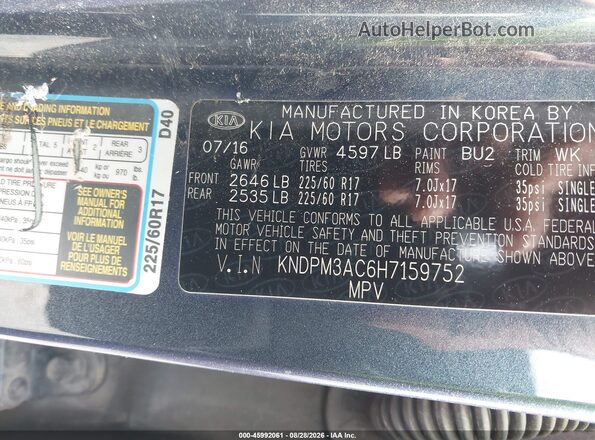 KNDPM3AC6H7159752 2017 KIA SPORTAGE Blue ძრავის განყოფილების ხედი