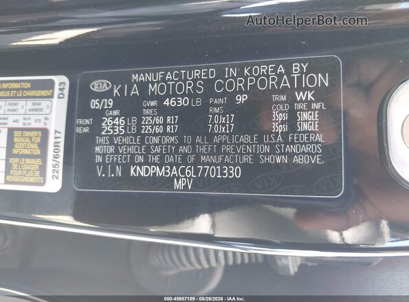 KNDPM3AC6L7701330 2020 KIA SPORTAGE Черный Вид подкапотного пространства