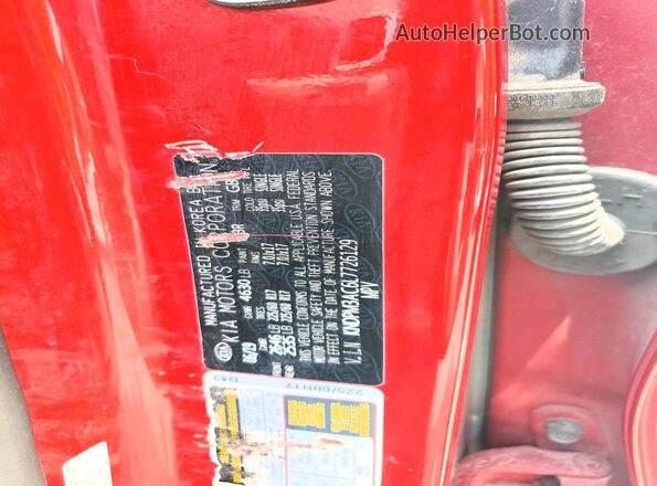 KNDPM3AC6L7726129 2020 KIA SPORTAGE Red VIN კოდის სტიკერის ხედი