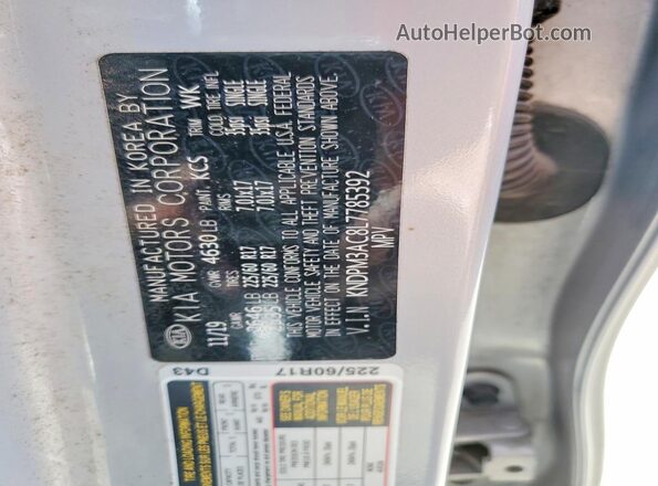 KNDPM3AC8L7785392 2020 KIA SPORTAGE Silver VIN կոդի պիտակի տեսք