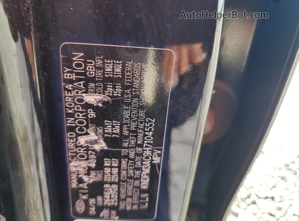 KNDPM3AC9H7104552 2017 KIA SPORTAGE Black VIN sticker view