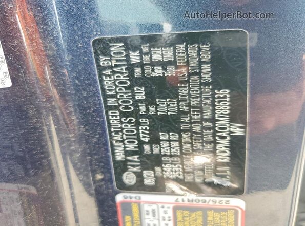 KNDPMCAC0M7886136 2021 KIA SPORTAGE Blue VIN sticker view