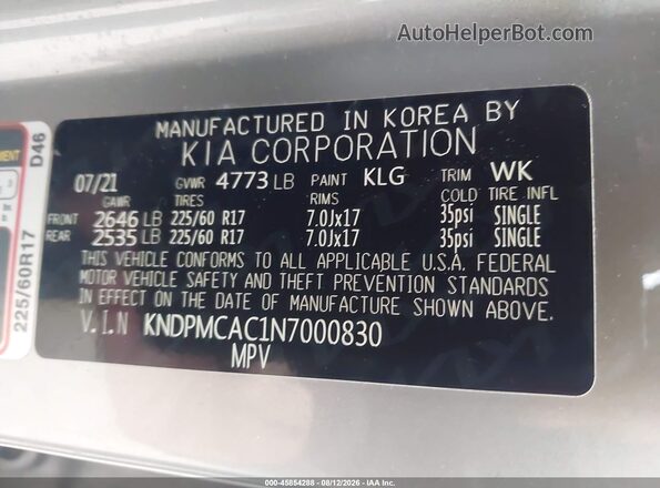KNDPMCAC1N7000830 2022 KIA SPORTAGE Gray Widok komory silnika
