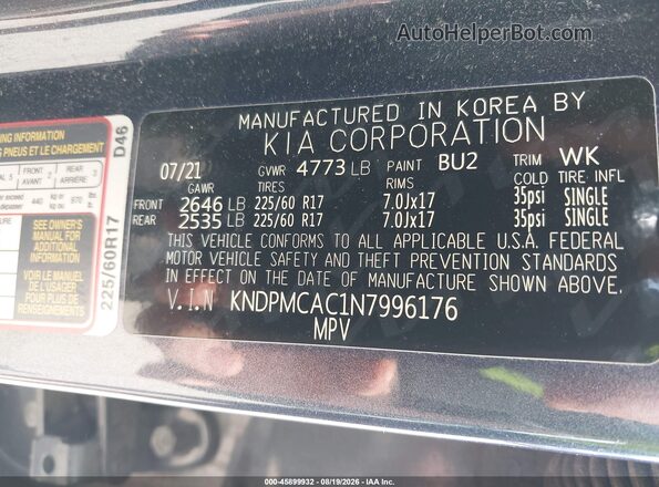 KNDPMCAC1N7996176 2022 KIA SPORTAGE Blue Շարժիչի բաժամունքի տեսք