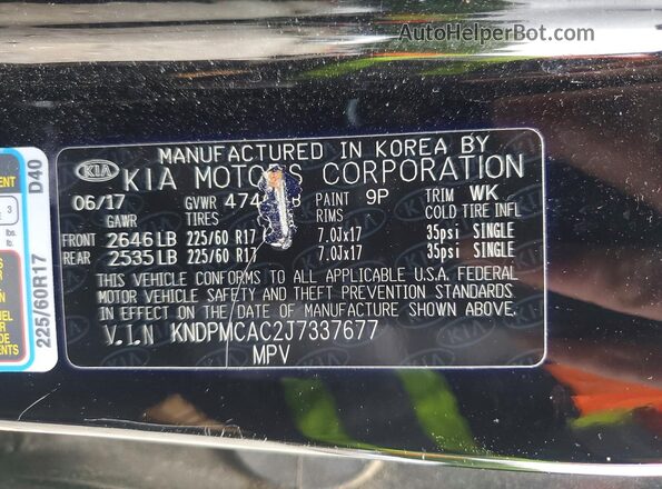 KNDPMCAC2J7337677 2018 KIA SPORTAGE Черный Вид подкапотного пространства