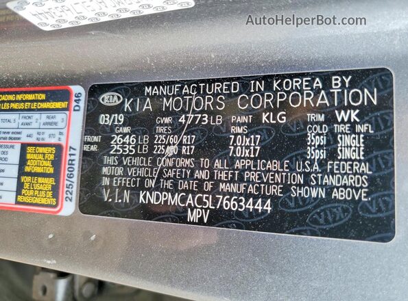 KNDPMCAC5L7663444 2020 KIA SPORTAGE Silver Вид підкапотного простору