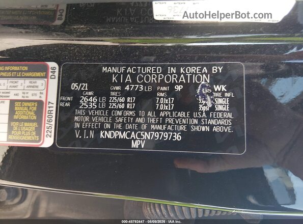 KNDPMCAC5N7979736 2022 KIA SPORTAGE Black ძრავის განყოფილების ხედი
