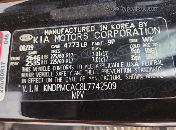 KNDPMCAC8L7742509 2020 KIA SPORTAGE Black Engine compartment view